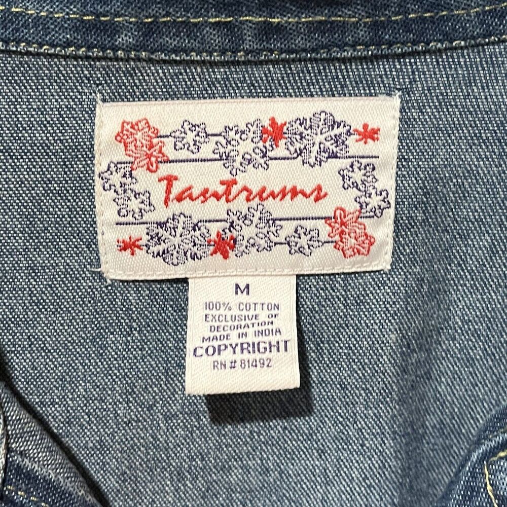Vintage Tantrums Denim Jacket Womens Medium Embroidered Christmas Snowman Granny - Picture 6 of 9